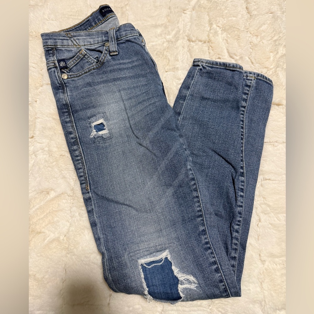 Rock & Republic Distressed Blue Skinny Jeans